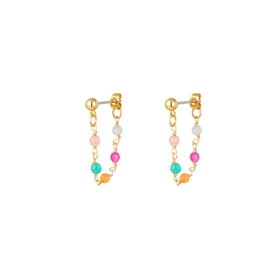 Colourful chain earrings - #summergirls collection - Yehwang - Oorbellen - One size - Goud/Multi