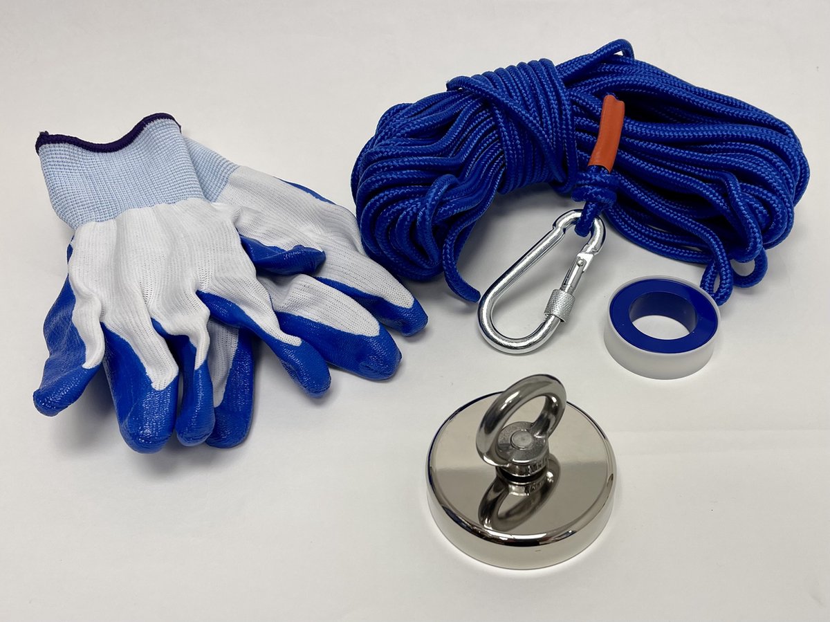 Sterke Magneetvis set - Trekkracht 135KG - Handschoenen - 20 Meter Stevig Touw