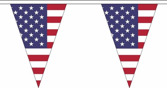 Amerika/USA Vlaggetjes vlaggenlijn slinger - 2000 cm - polyester - binnen/buiten - versiering/feestartikelen