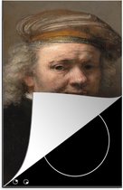 KitchenYeah® Inductie beschermer 30x52 cm - Zelfportret - Schilderij van Rembrandt van Rijn - Kookplaataccessoires - Afdekplaat voor kookplaat - Inductiebeschermer - Inductiemat - Inductieplaat mat