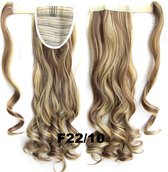 Wrap Around paardenstaart, ponytail hairextensions wavy bruin / blond - F22/10