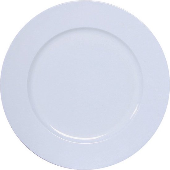 1x Ronde witte kaarsenplateaus/kaarsenborden glimmend 33 cm – onderbord / kaarsenbord / onderzet bord voor kaarsen