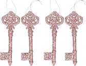 4x Kerstboomdecoratie oud roze sleutels 15 cm - roze kerstboomversiering - kerstdecoratie/kerstornamenten