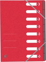 Elba Oxford Top File + classeur de tri, 8 compartiments, avec fermeture élastiquée, rouge