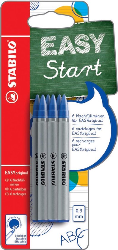 Stabilo EASYoriginal - Blister De 12 Recharges Roller 0,5 Mm Encre Bleue Effaçable