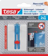 Toile adhésive pour ongles Tesa, capacité de charge 2 kg, papier peint et plâtre, blanc, 2 clous et 6 bandes