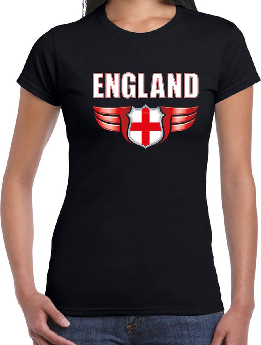 England landen t-shirt Engeland zwart voor dames - Engeland supporter shirt / kleding - EK / WK voetbal XS