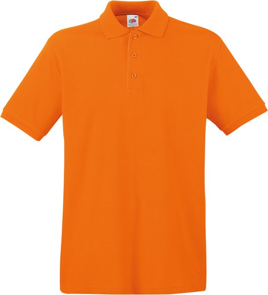 Fruit of the Loom poloshirt premium - oranje - heren - katoen - 180 grams XL