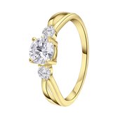 Lucardi Dames Goldplated ring met zirkonia - Ring - Cadeau - Echt Zilver - Goudkleurig