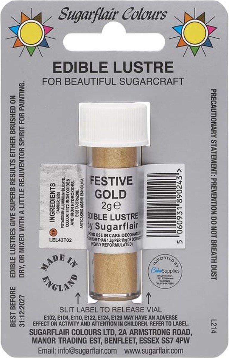 Sugarflair - Edible Lustre - Festive Gold - 2g