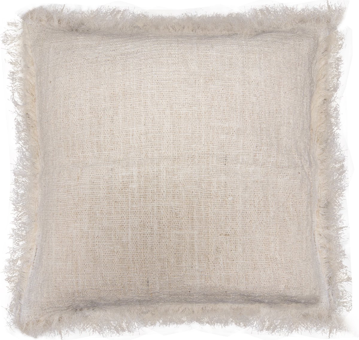 Ancient Wisdom 2 x Linnen Kussenhoezen met franjes - 45 x 45cm Gebroken Wit