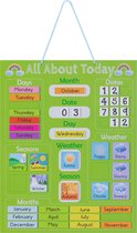 Calendrier d'apprentissage Navaris pour enfants - Tableau calendrier magnétique avec saisons et météo - Calendrier annuel avec aimants - Calendrier enfant anglais - Vert
