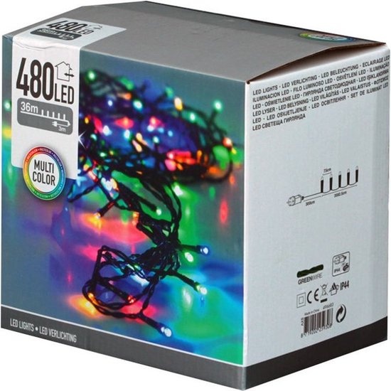 Modee Lchtsnoer Kerst 2.1 Meter - Buten En Bnnen - 384 LED Lampjes Cluster Kerstverlichting 8 Standen Gekleurd Rgb Per Stuk