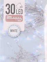 Kerstverlichting op batterij helder wit 30 lampjes - lichtsnoer