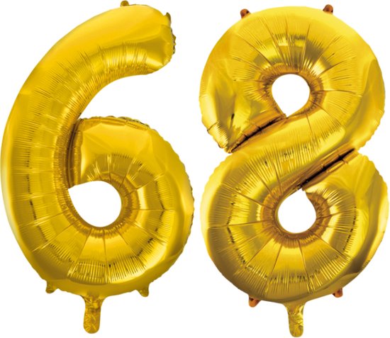 Folieballon 68 jaar Goud 66cm