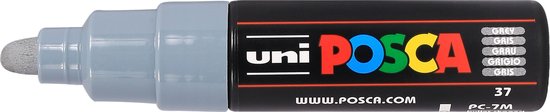 Krijtstift – Chalkmarker – Universele Marker – Uni Posca Marker – grijs – PC-7M – 4,5mm – 5,5mm – Medium Punt – 1 stuk