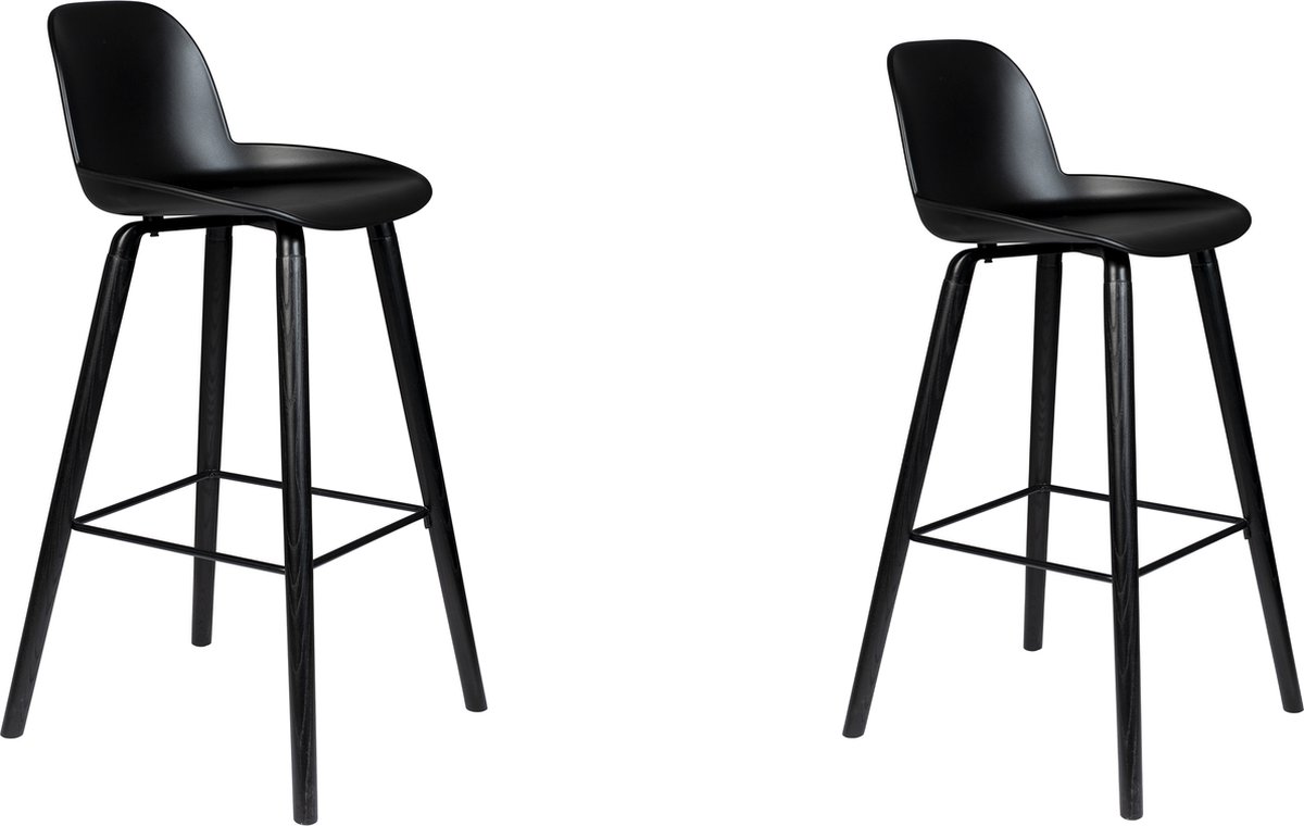 Zuiver Albert Kuip Barkrukken rugleuning 75 cm Zwart - Set van 2