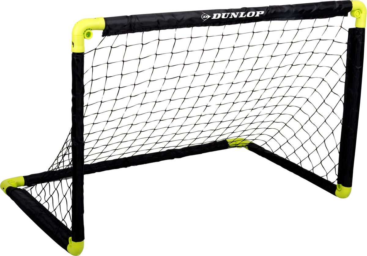 Dunlop Voetbaldoel - Voetbalgoal 90 x 59 x 61 cm - Voetbal Goal Opvouwbaar - Makkelijk op te Bergen - Voetbal Training Doel voor Kinderen en Volwassenen - Kunststof - Zwart/ Geel - Dunlop
