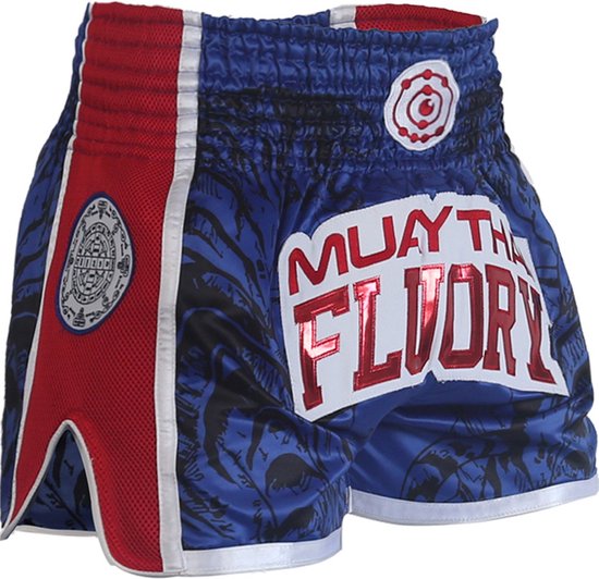 Fluory Sak Yant Tiger Kickboxing Short Blauw Rouge taille M