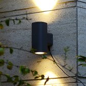 Wandlamp IV - Up & Downlight - Rond - LED Wandlamp - Tuinverlichting - Antraciet - 2x GU10 - Buitenlamp - Buitenverlichting - IP54