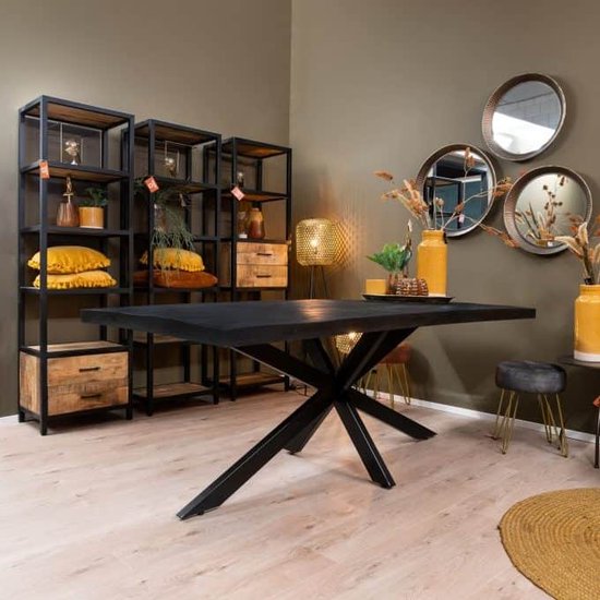 HUUS Table à manger rectangulaire Apeldoorn - Table en bois de manguier pour l'intérieur - 160x90x76 cm