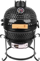 Swiss Homes®️ | Kamado BBQ / Barbecue - 13 inch. - Keramisch - Tafelmodel - Egg model - Black - Vuurvaste binnenkant - Hittebestendig keramiek | Inclusief thermometer | Zwart