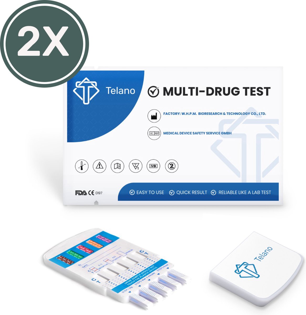 Goedkoopste Telano Multidrugstest 10 - Urine Drugstest test op 10 soorten Drugs - 2 stuks