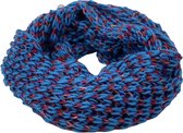 Modieuze sjaal - Blauw / Rood - Ronde sjaal - Polyester - Acryl - Warm - Winter - Sjaal dames - Sjaal dames winter - Sjaaltjes voor vrouwen - Sjaal meisje -  Sjaals
