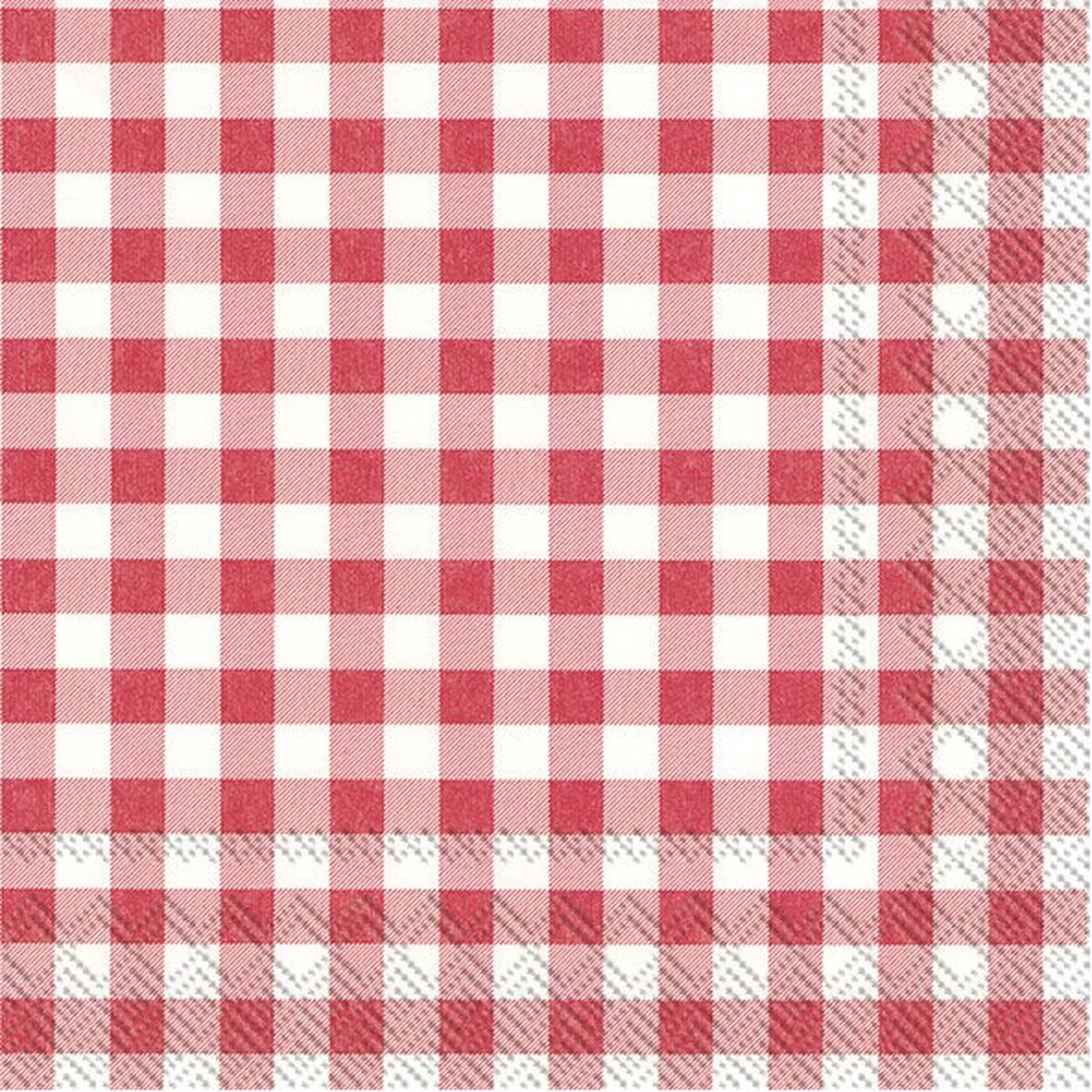 Ihr Servetten Vichy Karo - 40x stuks - 3-laags - - rood/wit geblokt - 33 x 33 cm - Lente/pasen