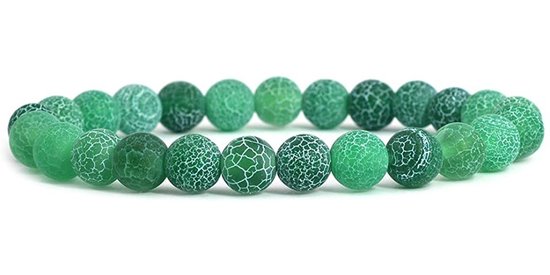 Bracelets de perles Gems - Bracelet en pierres précieuses Agate verte patinée - Bracelet en perles usées polies - Cadeau pour mari et femme - Fabriqué naturellement