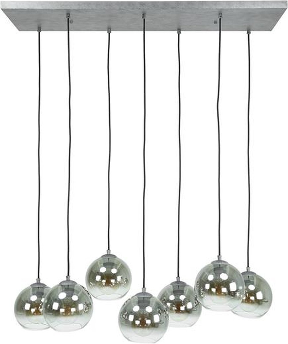 Dimehouse Industriële Hanglamp Juliette 7-lichts Smokey Glass 7-lichts - Zilver - Industrieel