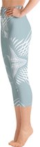 Sportlegging - Capri 3/4 - design Proud Pattern - High Waist - Dry Fit - High Performance - 4way stretch- unieke print - UPF 50+ - Hardloop - Yoga - Fitness - Dans  - Pilates - Training - sportbroek – mintgroen wit - maat M