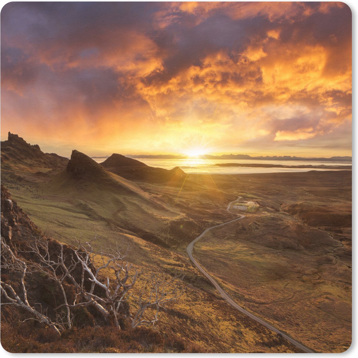 Muismat XXL 60x60 cm - Bureau onderlegger - Bureau mat Weg in Schotland - Bureaumat - Gaming mousepad xl - Bureaulegger groot - Computer deskmat