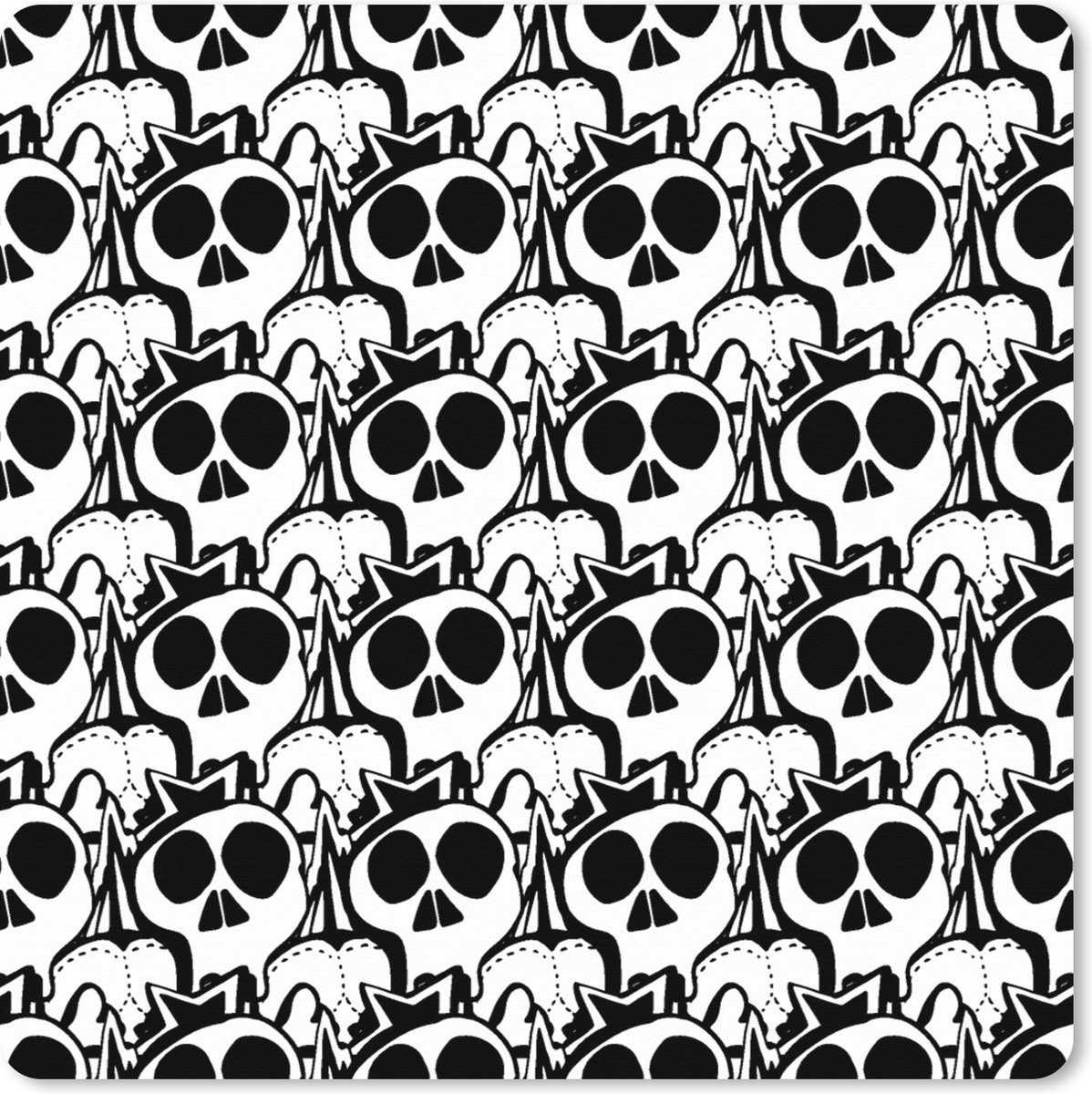 Muismat XXL 80x80 cm - Bureau onderlegger - Bureau mat Tiener - Skull - Zwart - Patronen - Bureaumat - Gaming mousepad xl - Bureaulegger groot - Computer deskmat