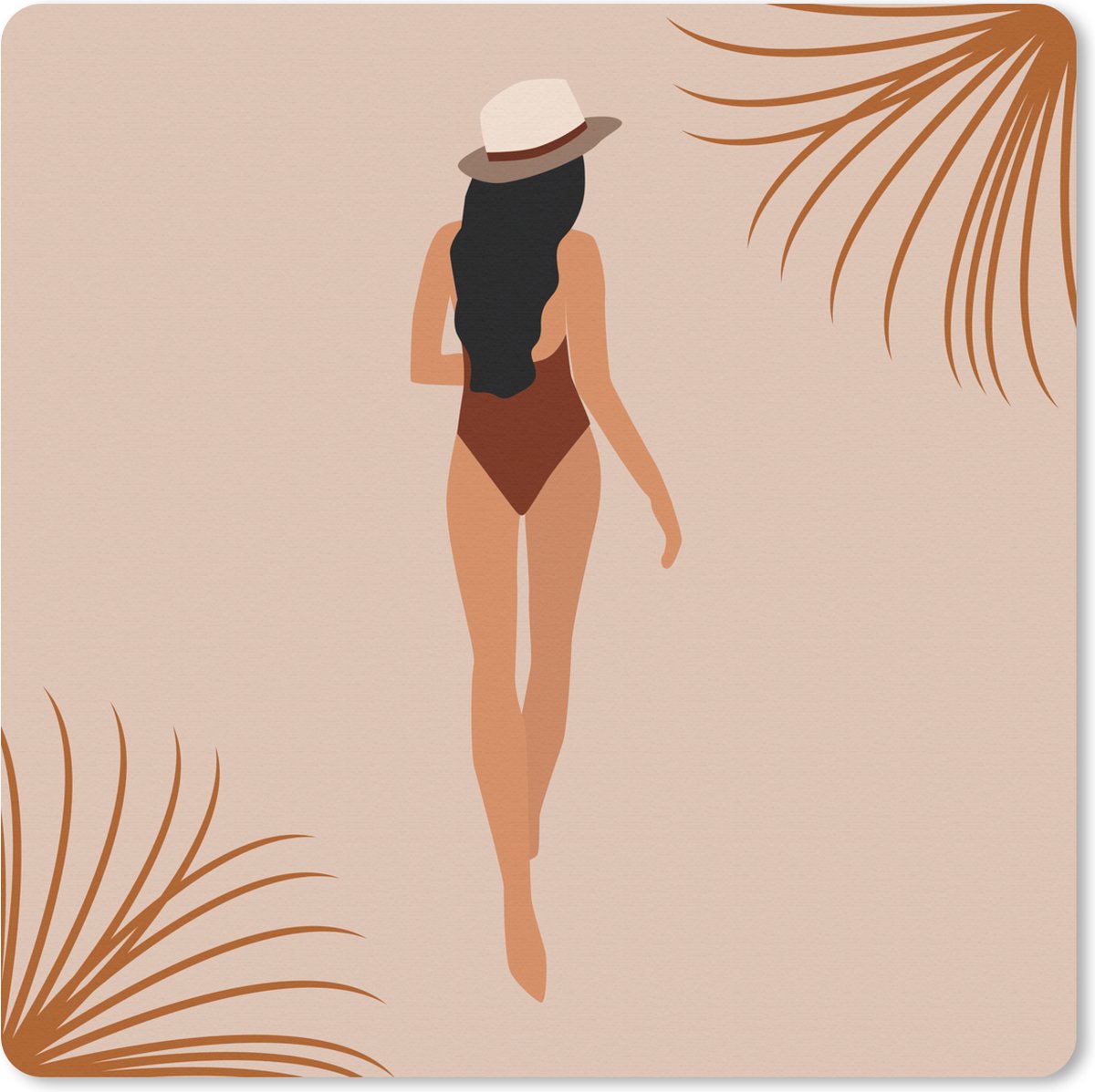 Muismat XXL 60x60 cm - Bureau onderlegger - Bureau mat Zomer - Vrouw - Pastel - Bureaumat - Gaming mousepad xl - Bureaulegger groot - Computer deskmat