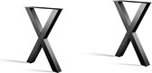Set (2 X) Stalen X Barpoten Zwart Koker 100 x 100 X - Metalen Bar Onderstel X + 3 jaar garantie