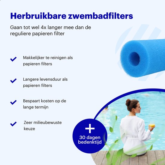 3 x zwembad filter A / 3 - Wasbaar en Herbruikbaar - Geschikt als intex  zwembadfilter... | bol.com
