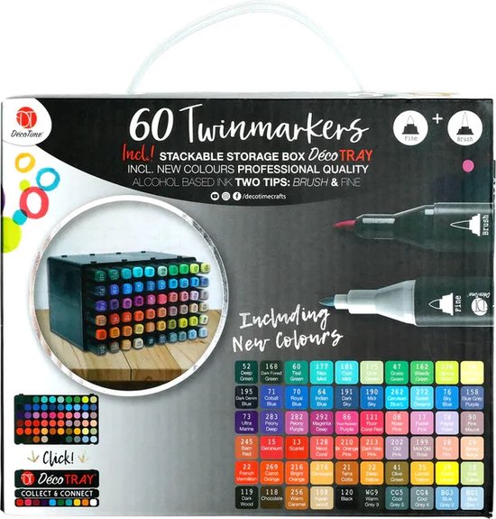 Decotime Twinmarkers (60 Pieces) - With New Colors - Professionele  Twinmarkers | bol.com