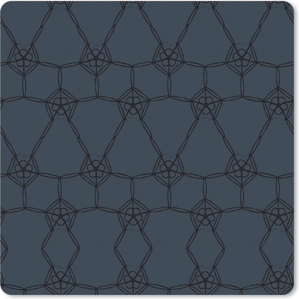 Muismat XXL - Bureau onderlegger - Bureau mat - Patronen - Luxe - Zwart - Blauw - 50x50 cm - XXL muismat