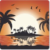 Muismat XXL - Bureau onderlegger - Bureau mat - Zon - Eiland - Zee - 80x80 cm - XXL muismat
