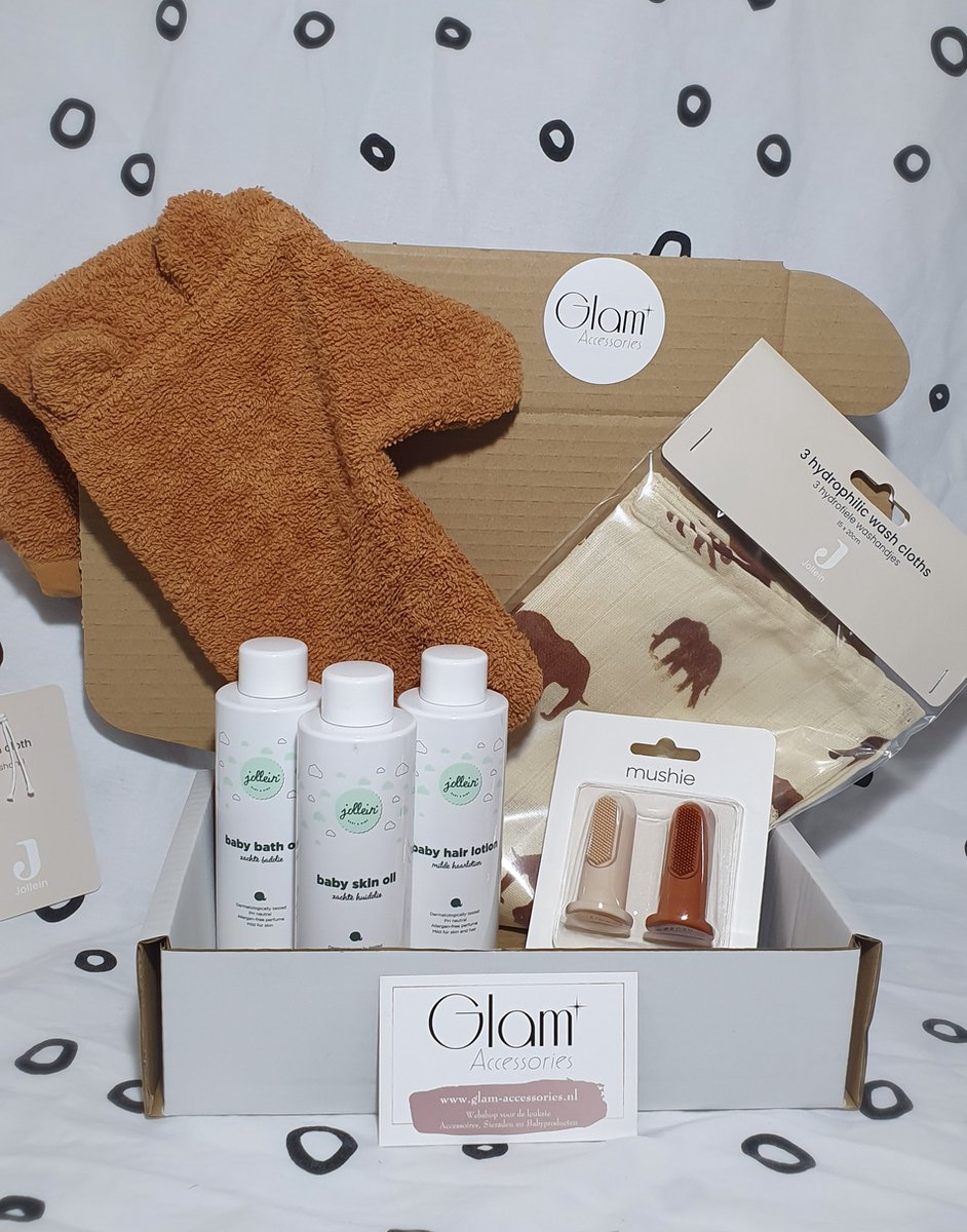 Goedkoopste Geboorte Giftbox Savannah - Kraampakket - 6 artikelen - Jollein - Mushie - Caramel - Kraamcadeau - Newborn - Baby Geschenkset - Babyverzorging