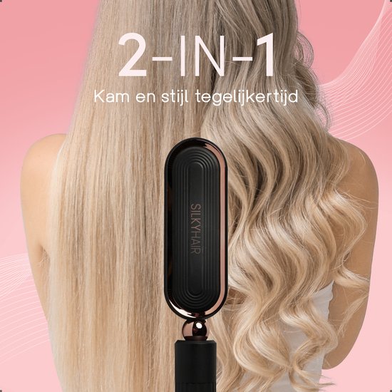 Silky Hair® Dreambrush Stijlborstel & Warmteborstel– Heat Protection Stijlkam –  Straight Brush 2-in-1 Stijltang
