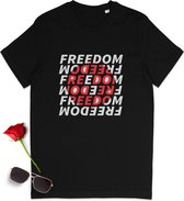 Freedom tshirt - T shirt Freedom mannen - Freedom t-shirt vrouwen - Vrijheid tshirt- Dames heren shirt met print opdruk - Unisex maten: S M L XL XXL XXXL Shirt kleur: Zwart.