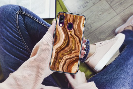 Coque Samsung Galaxy A40 - Marbre - Doré - Ligne - Coque de téléphone en Siliconen