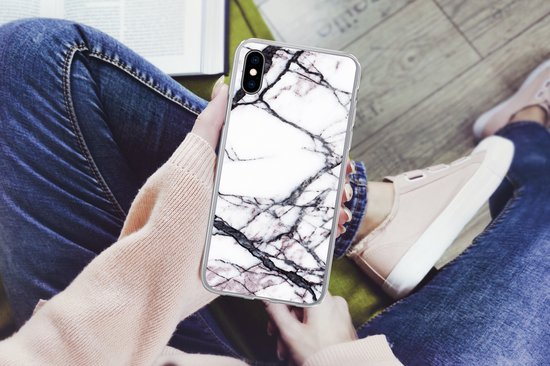 Coque iPhone Xs - Marbre - Wit - Pierre - Coque en Siliconen
