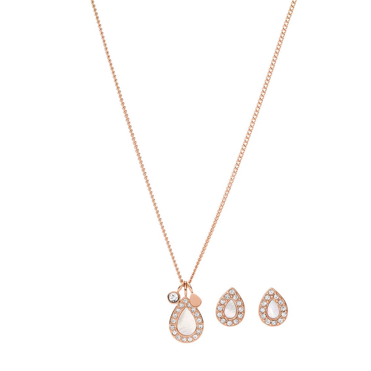 Fossil Stevie JF04029791 Geschenkset Damesketting en Oorbellen