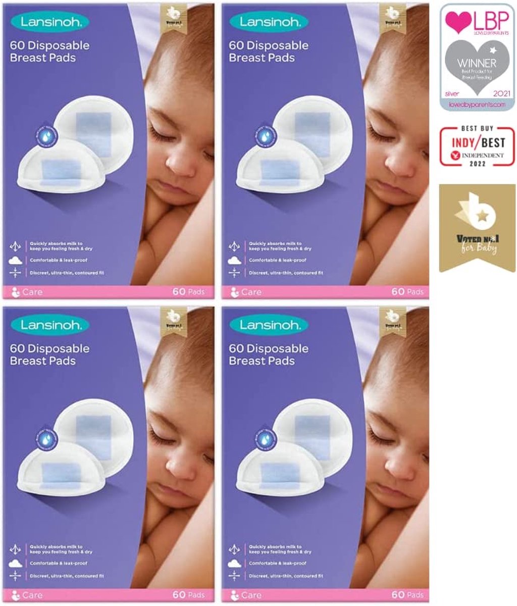 Lansinoh Wegwerp Zoogcompressen - 4 x 60 stuks -  Coussinets d'allaitement jetables -disposable nursing pads -  (Pack de 240)
