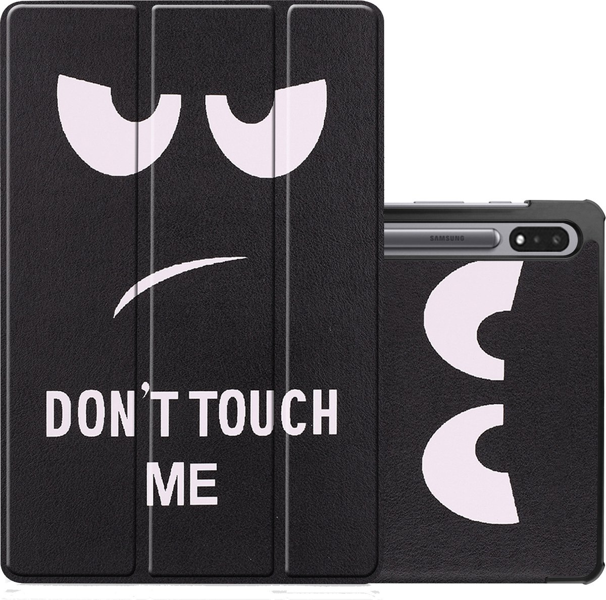 Hoes - Geschikt voor Samsung Galaxy Tab S8 Plus - Dun & Stevig - Trifold Bookcase - Hard Cover - Hardcover Book Case - Tablet Hoesje - Don't Touch Me