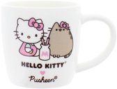 Hello Kitty x Pusheen - witte stenen mok - 300 ml