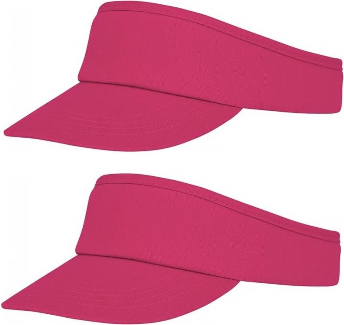Bullet Sunvisor zonneklep voor volwassenen - 2x stuks - Roze - Katoenen verstelbare zonneklep - Dames/heren